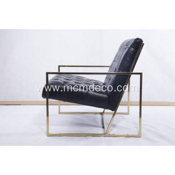 Golden color finished thin frame lounge chair